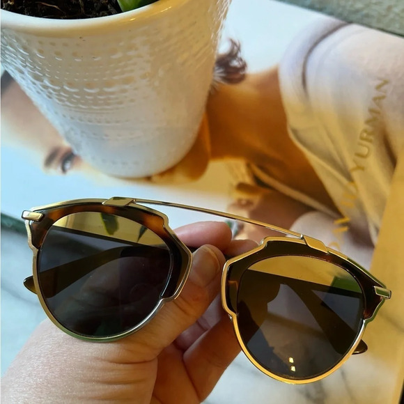 DIOR SO REAL Women’s Split Lens Mirrored Sunglasses 48mm Aviator luxury tortoise - Picture 11 of 16